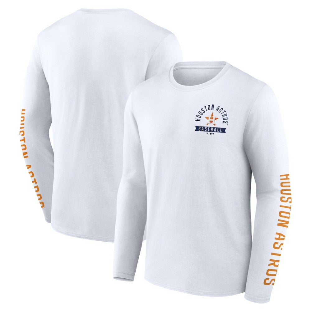 Houston Astros Fanatics Press Box Long Sleeve T-Shirt - White - Fanatics Lifestyle