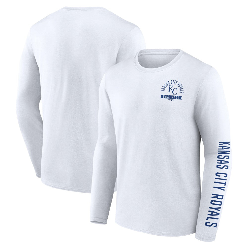 Kansas City Royals Fanatics Press Box Long Sleeve T-Shirt - White - Fanatics Discount