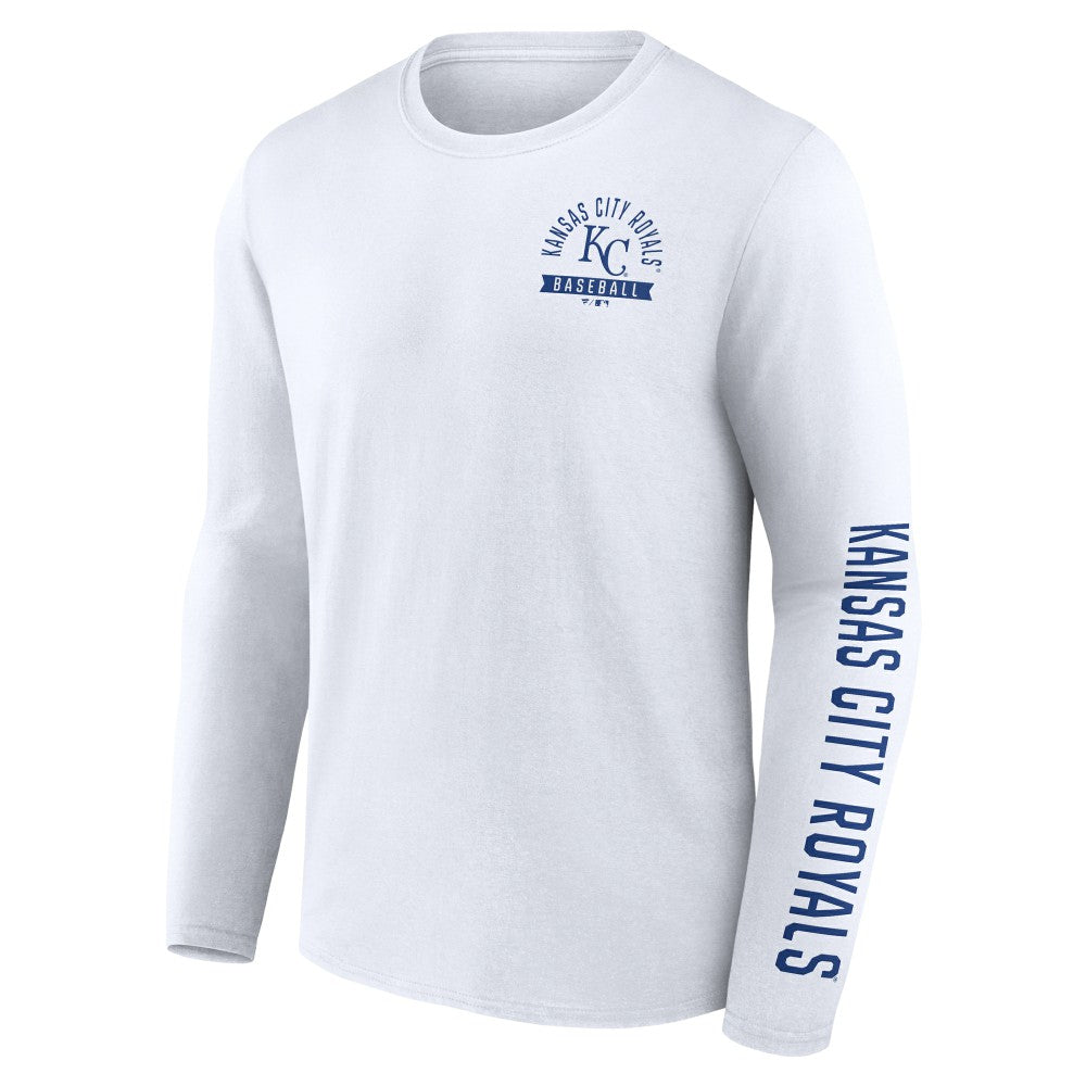 Kansas City Royals Fanatics Press Box Long Sleeve T-Shirt - White - Fanatics Discount