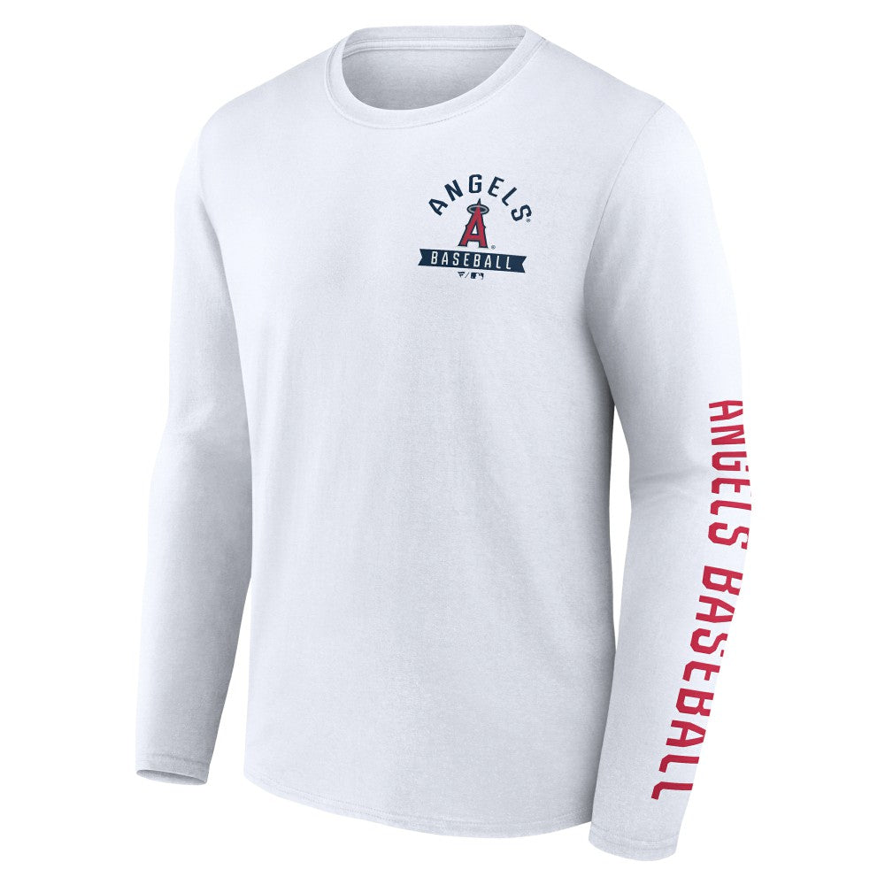 Los Angeles Angels Fanatics Press Box Long Sleeve T-Shirt - White - Fanatics Sale