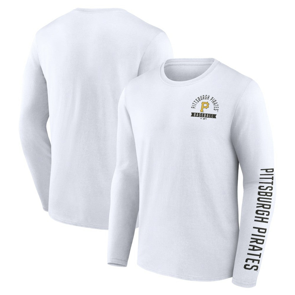 Pittsburgh Pirates Fanatics Press Box Long Sleeve T-Shirt - White - Fanatics Discount