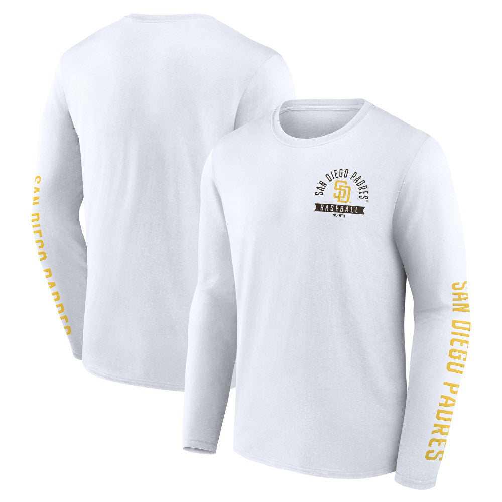 San Diego Padres Fanatics Press Box Long Sleeve T-Shirt - White - Fanatics Lifestyle