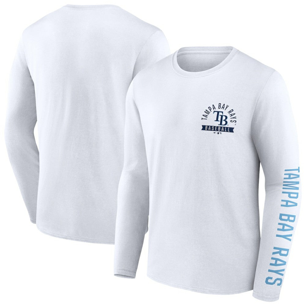 Tampa Bay Rays Fanatics Press Box Long Sleeve T-Shirt - White - Fanatics Sale