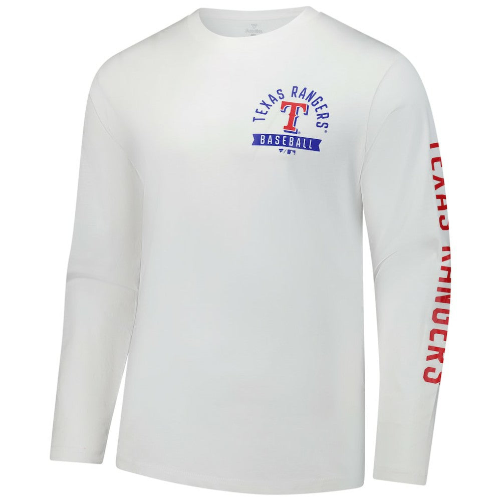 Texas Rangers Fanatics Press Box Long Sleeve T-Shirt - White - Fanatics Sale