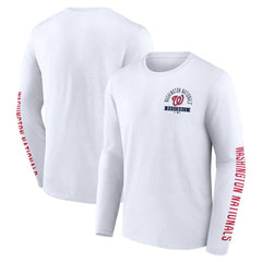 Washington Nationals Fanatics Press Box Long Sleeve T-Shirt - White - Fanatics Discount