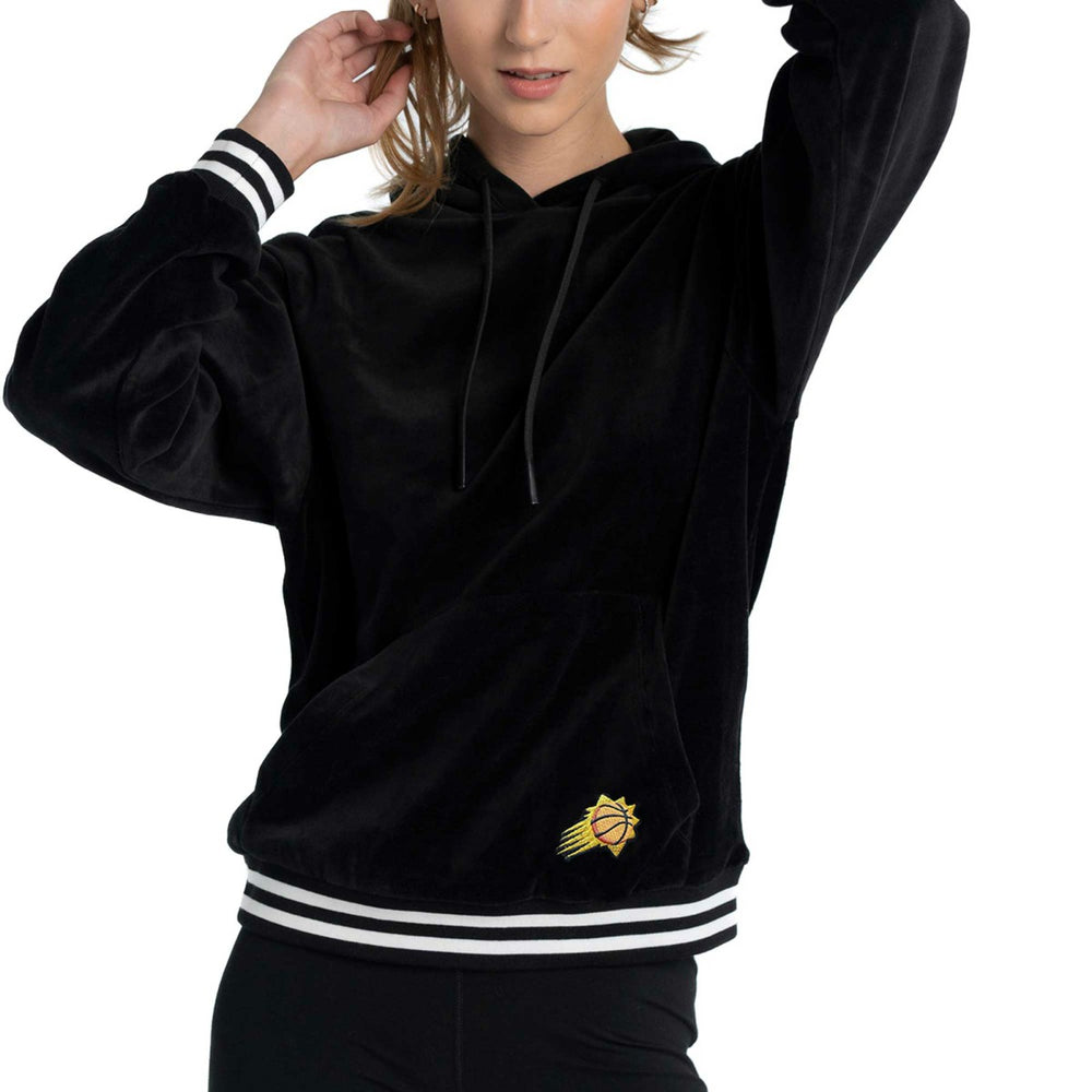 Phoenix Suns Lusso Women's Nellie Oversized Velour Pullover Hoodie Black