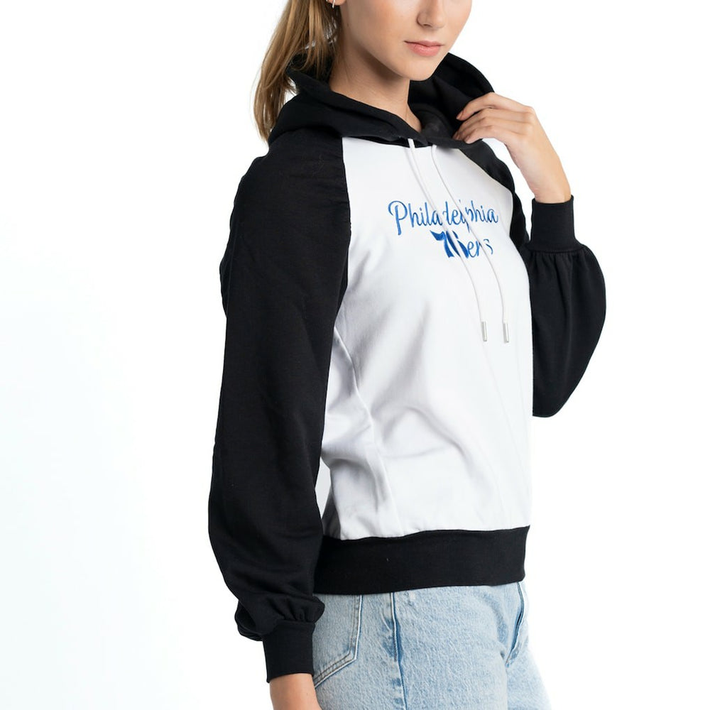 Philadelphia 76ers Lusso Women's Marlowe Tri-Blend Raglan Pullover Hoodie White