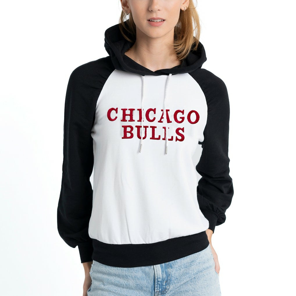 Chicago Bulls Lusso Women's Marlowe Tri-Blend Raglan Pullover Hoodie White