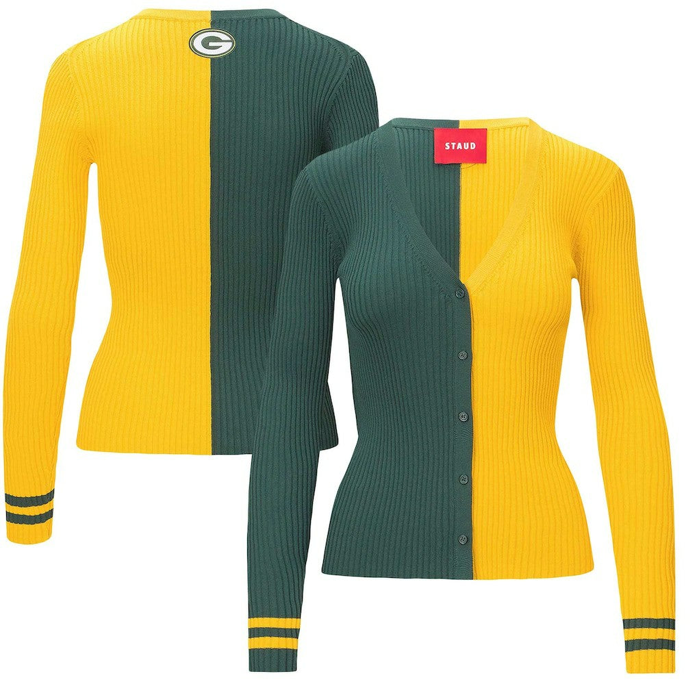 Green Bay Packers STAUD Women's Cargo Sweater Green/Gold