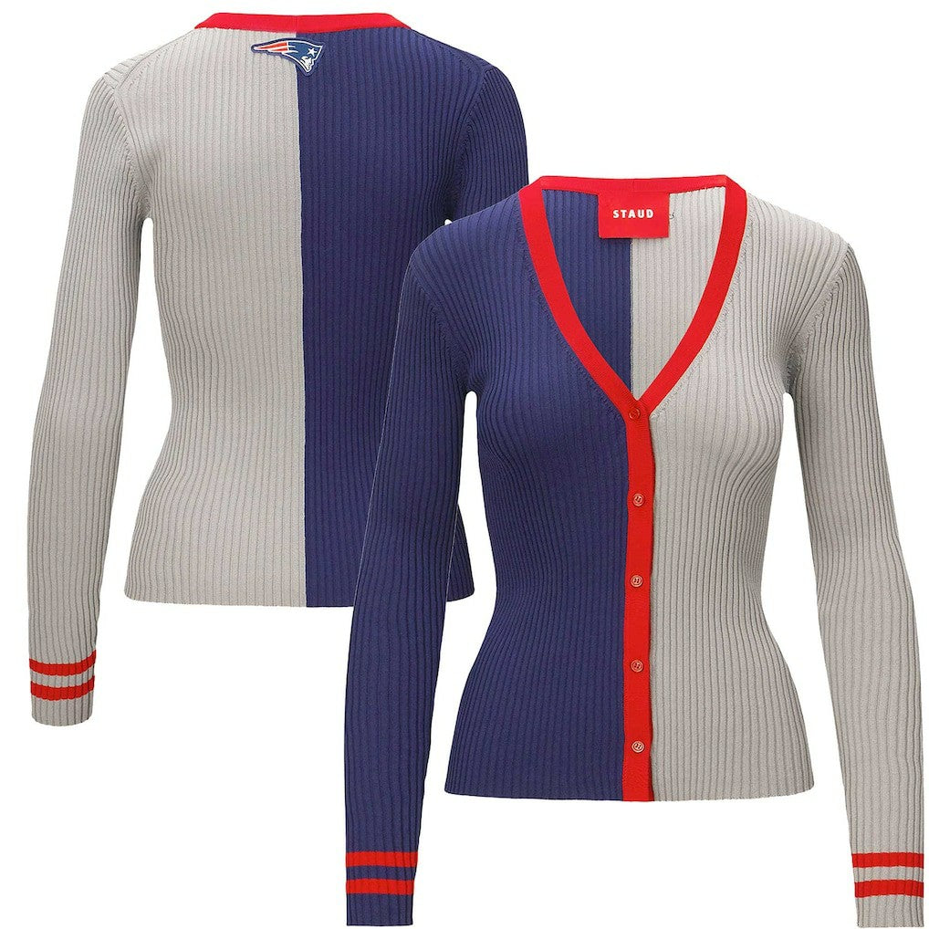 New England Patriots STAUD Women's Cargo Sweater Navy/Gray