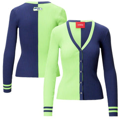 Seattle Seahawks STAUD Women's Cargo Sweater Neon Green/Navy