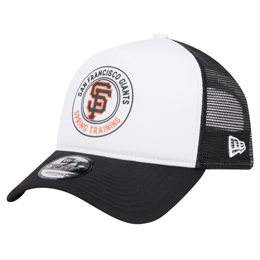 San Francisco Giants New Era Spring Training Circle Foam A-Frame 9FORTY Trucker Adjustable Hat - White/Black - New Era Sale