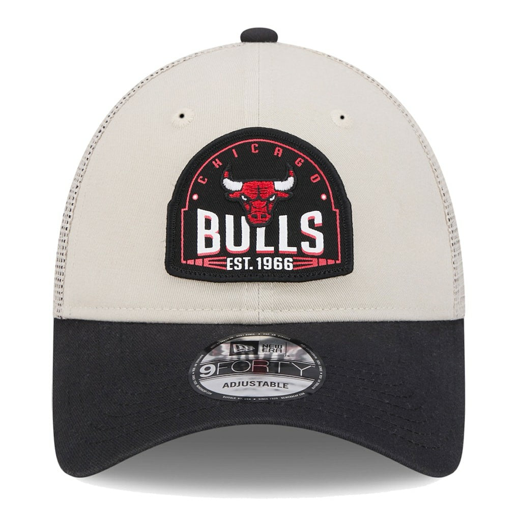 Chicago Bulls Throwback Patch Trucker 9FORTY Adjustable Hat Khaki/Black | New Era discount