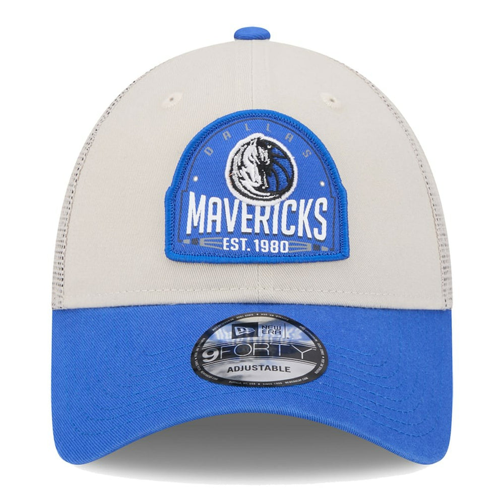 Dallas Mavericks Throwback Patch Trucker 9FORTY Adjustable Hat for sale Khaki/Blue | New Era discount