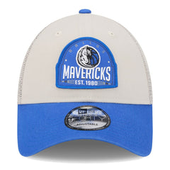 Dallas Mavericks Throwback Patch Trucker 9FORTY Adjustable Hat for sale Khaki/Blue | New Era discount