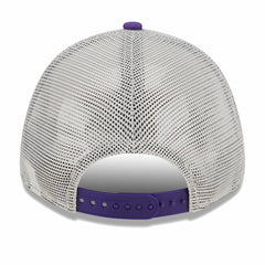 Los Angeles Lakers Throwback Patch Trucker 9FORTY Adjustable Hat Khaki/Purple | New Era for sale