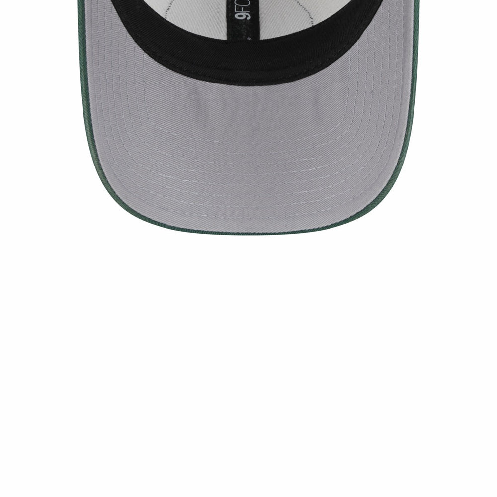 Milwaukee Bucks Throwback Patch Trucker 9FORTY Adjustable Hat Khaki/Hunter Green | New Era discount