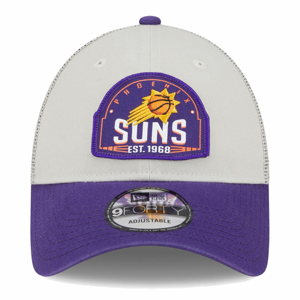 Phoenix Suns Throwback Patch Trucker 9FORTY Adjustable Hat Khaki/Purple | New Era discount