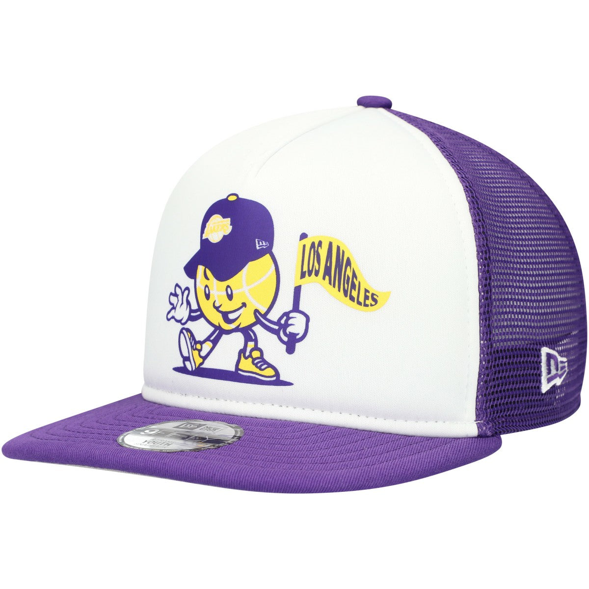 Los Angeles Lakers Youth Court Sport Mascot 9FIFTY Snapback Hat White/Purple | New Era US