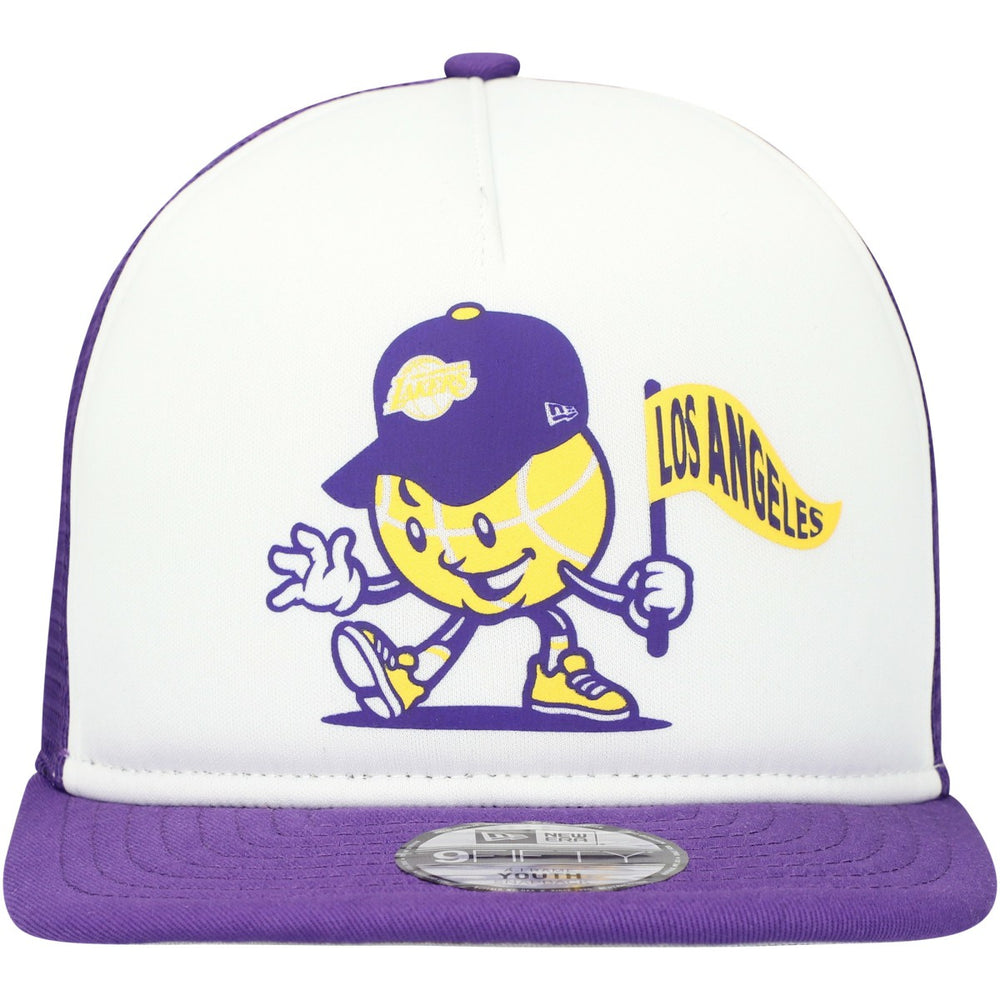 Los Angeles Lakers Youth Court Sport Mascot 9FIFTY Snapback Hat White/Purple | New Era US
