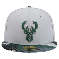 Milwaukee Bucks Active Color Camo Visor 59FIFTY Fitted Hat Gray | New Era outlet