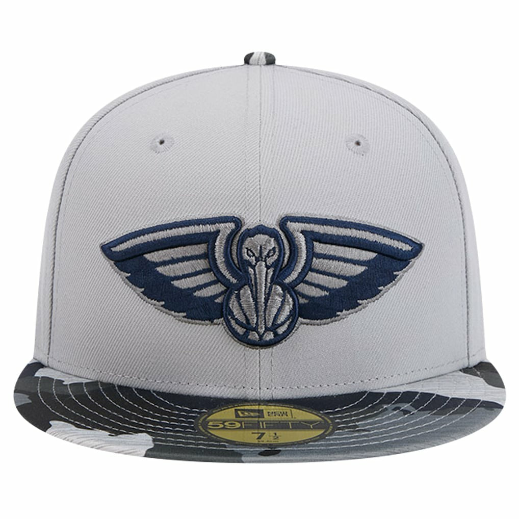New Orleans Pelicans Active Color Camo Visor 59FIFTY Fitted Hat Gray | New Era for sale