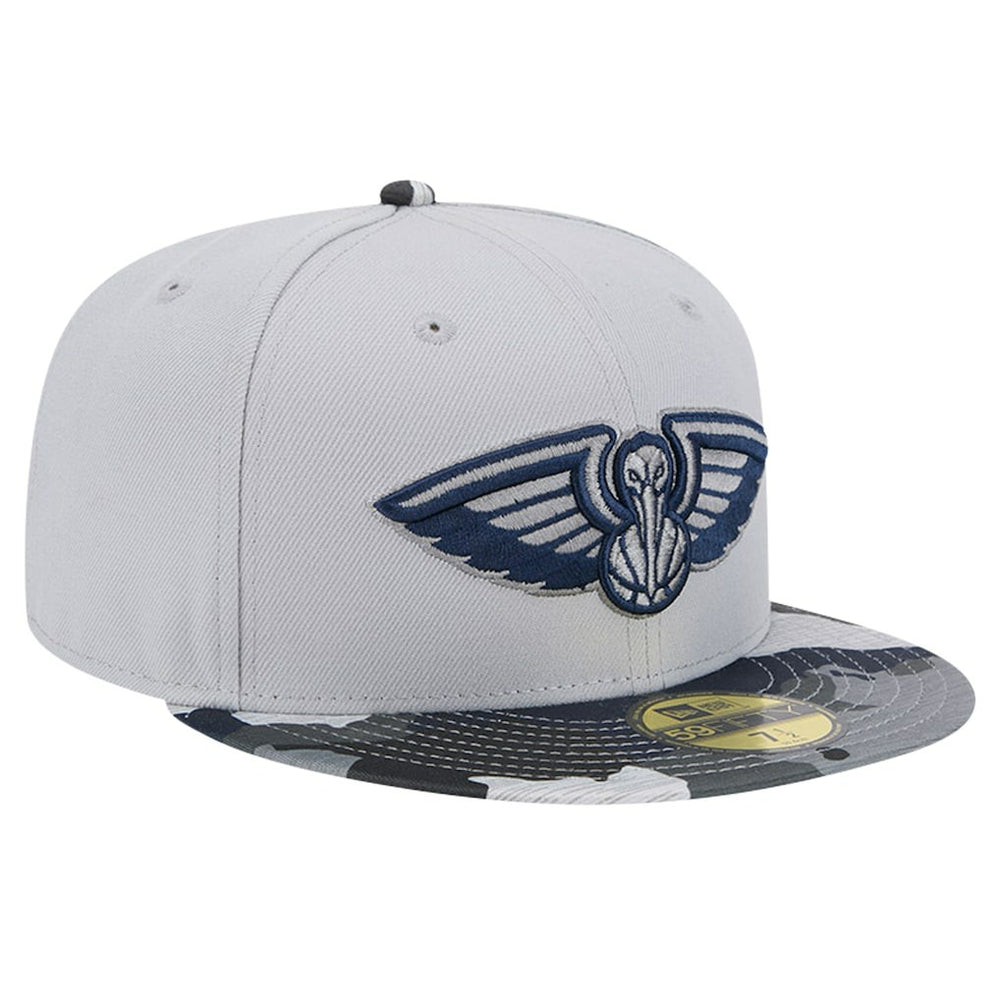 New Orleans Pelicans Active Color Camo Visor 59FIFTY Fitted Hat Gray | New Era for sale