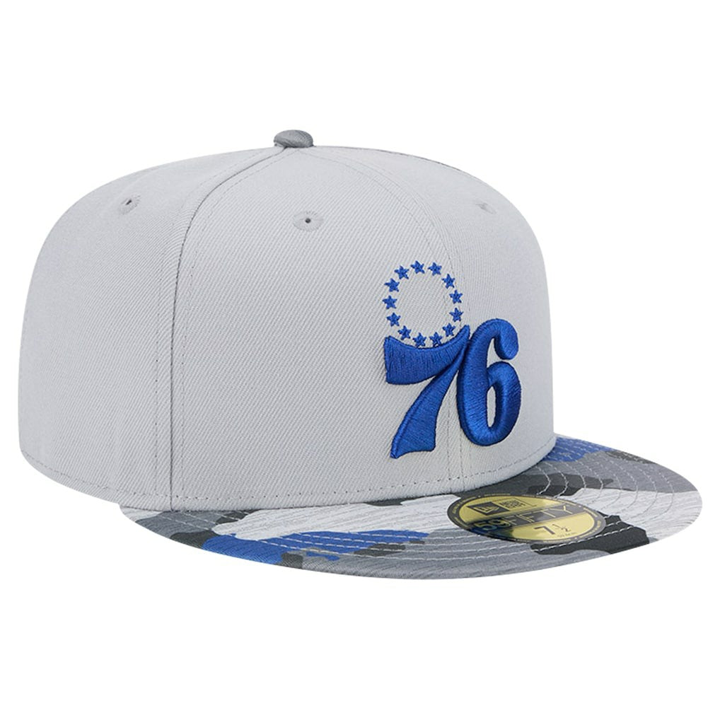 Philadelphia 76ers Active Color Camo Visor 59FIFTY Fitted Hat Gray | New Era