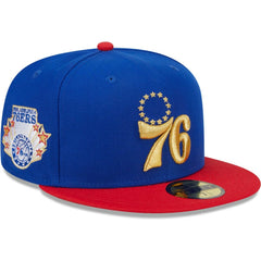 Philadelphia 76ers Gameday Gold Pop Stars 59FIFTY Fitted Hat Royal/Red | New Era Near Me