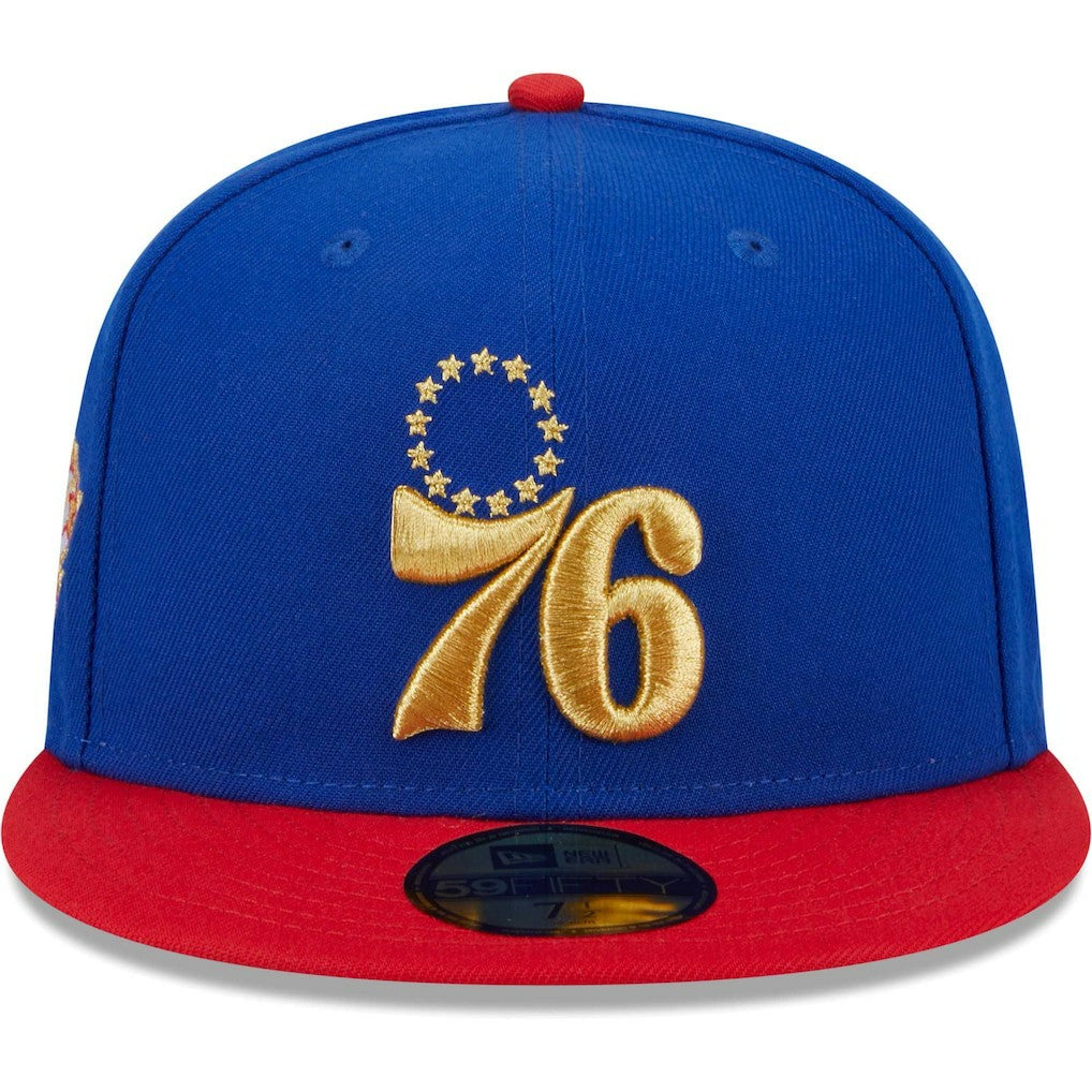 Philadelphia 76ers Gameday Gold Pop Stars 59FIFTY Fitted Hat Royal/Red | New Era Near Me