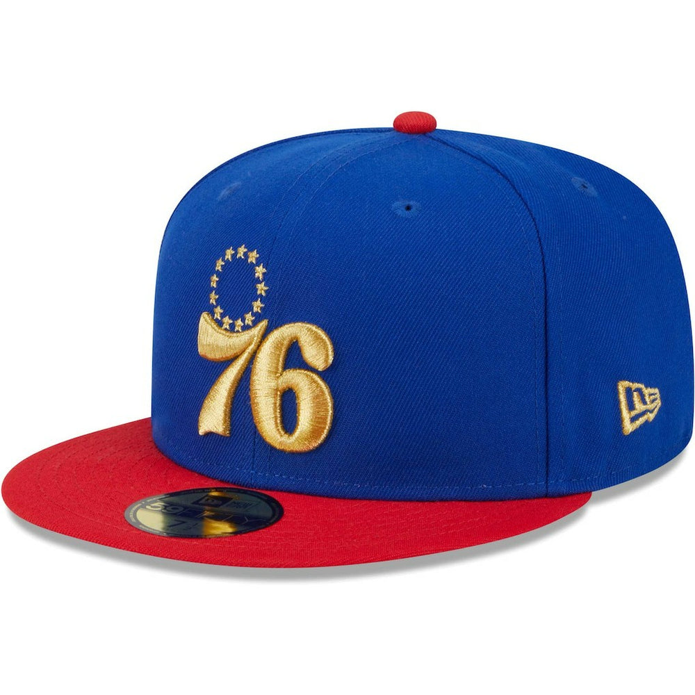 Philadelphia 76ers Gameday Gold Pop Stars 59FIFTY Fitted Hat Royal/Red | New Era Near Me