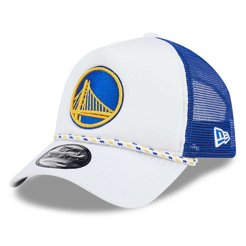 Golden State Warriors Court Sport Foam A-Frame 9FORTY Adjustable Trucker Hat for sale White/Royal | New Era online