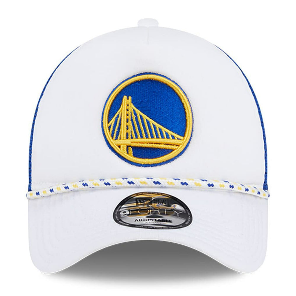 Golden State Warriors Court Sport Foam A-Frame 9FORTY Adjustable Trucker Hat for sale White/Royal | New Era online