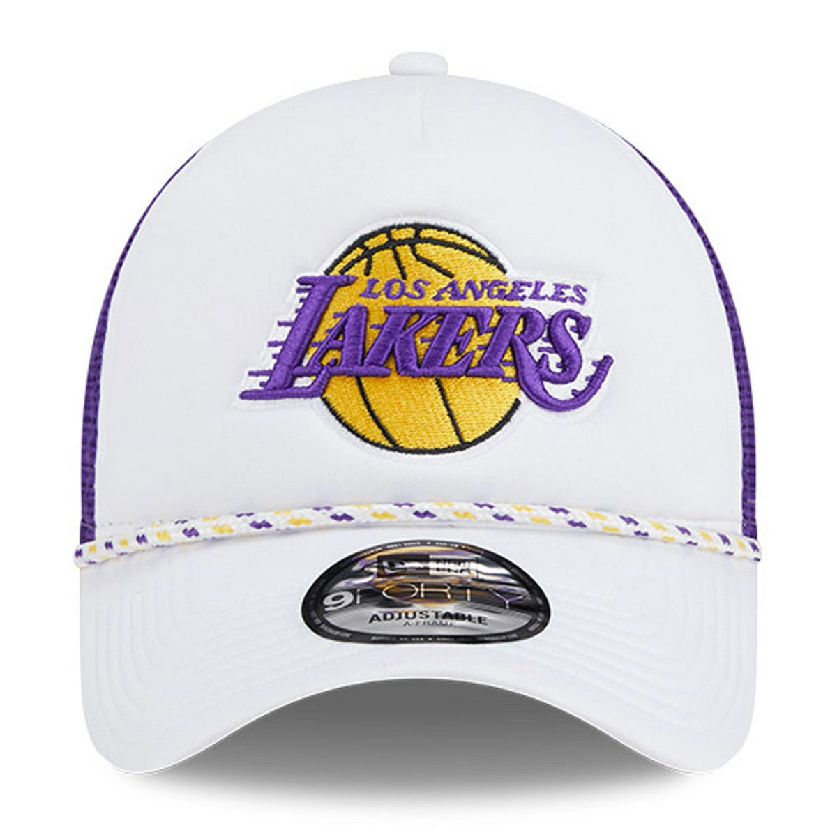 Los Angeles Lakers Court Sport Foam A-Frame 9FORTY Adjustable Trucker Hat White/Purple | New Era online