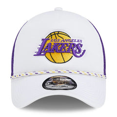Los Angeles Lakers Court Sport Foam A-Frame 9FORTY Adjustable Trucker Hat White/Purple | New Era online
