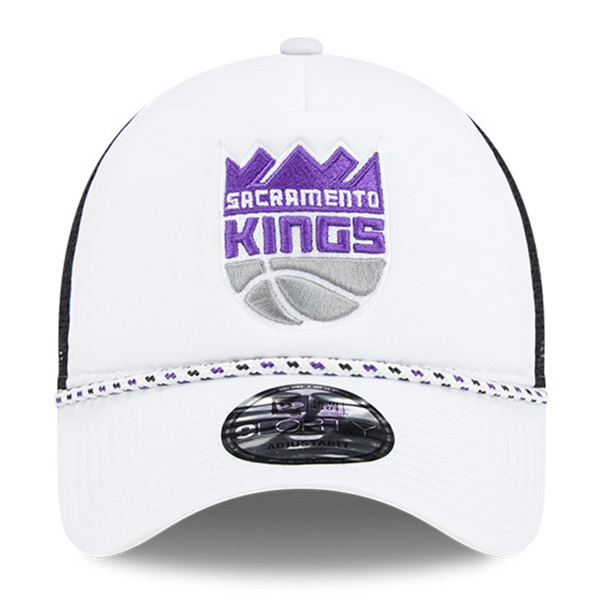 Sacramento Kings Court Sport Foam A-Frame 9FORTY Adjustable Trucker Hat White/Black | New Era