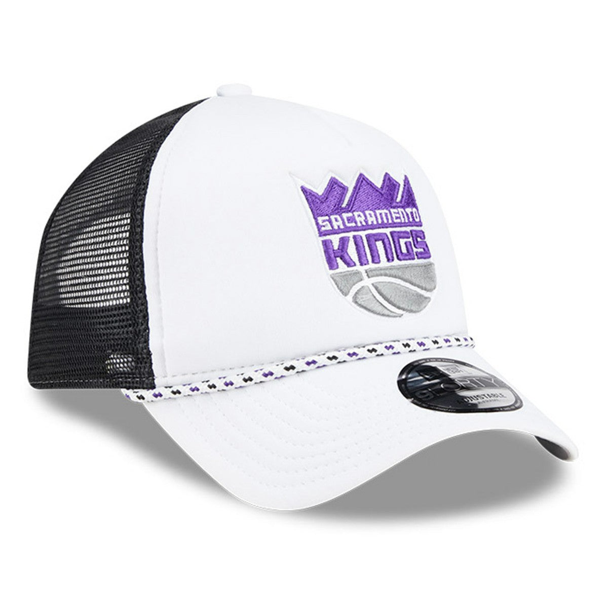 Sacramento Kings Court Sport Foam A-Frame 9FORTY Adjustable Trucker Hat White/Black | New Era