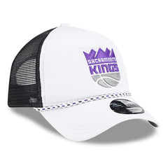 Sacramento Kings Court Sport Foam A-Frame 9FORTY Adjustable Trucker Hat White/Black | New Era