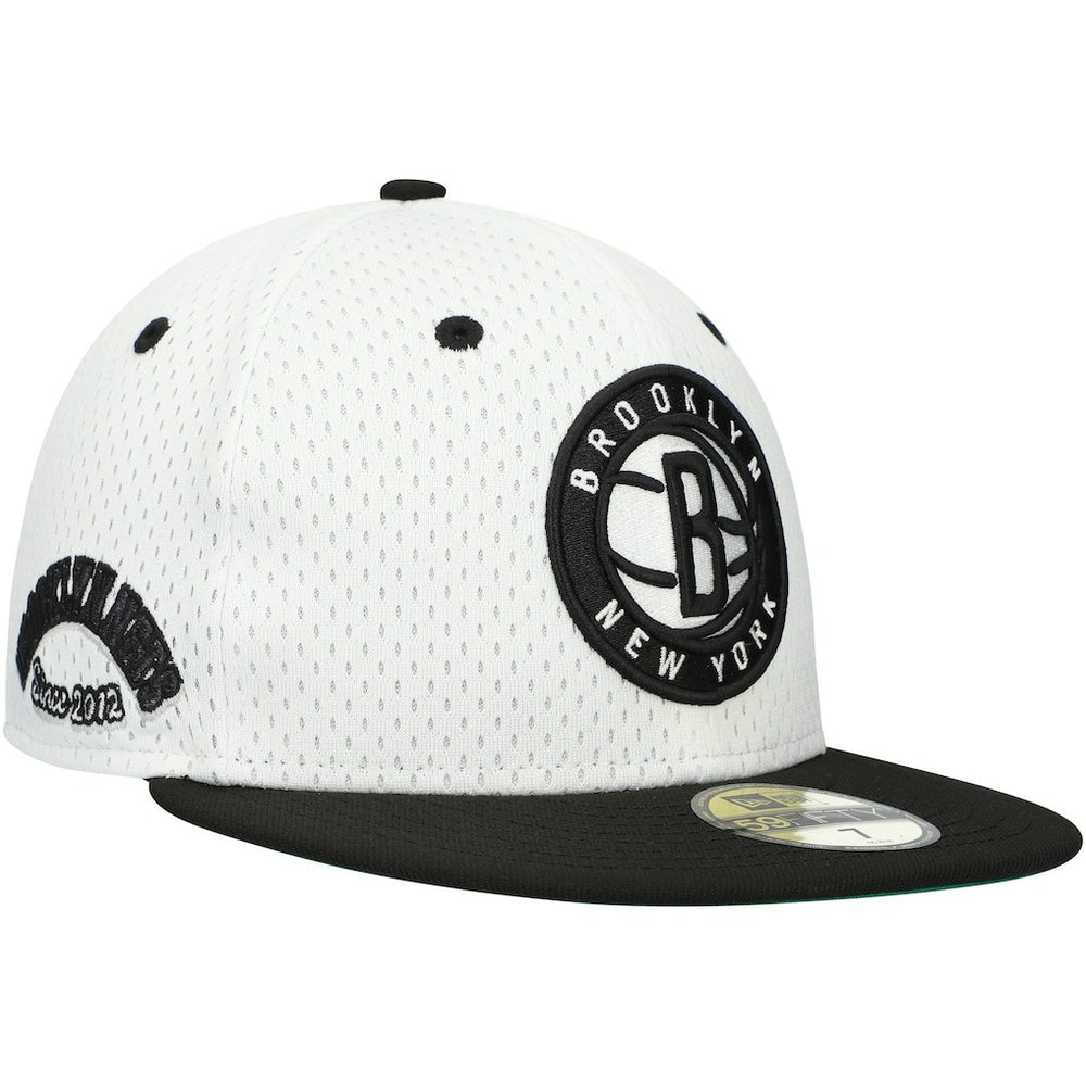 Brooklyn Nets Throwback 2Tone 59FIFTY Fitted Hat White/Black | New Era US