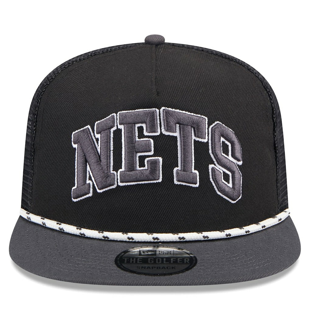 Brooklyn Nets Throwback Team Arch Golfer Snapback Hat Black/Charcoal | New Era Near Me