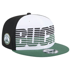 Milwaukee Bucks Throwback Gradient Tech Font 9FIFTY Snapback Hat White/Hunter Green | New Era
