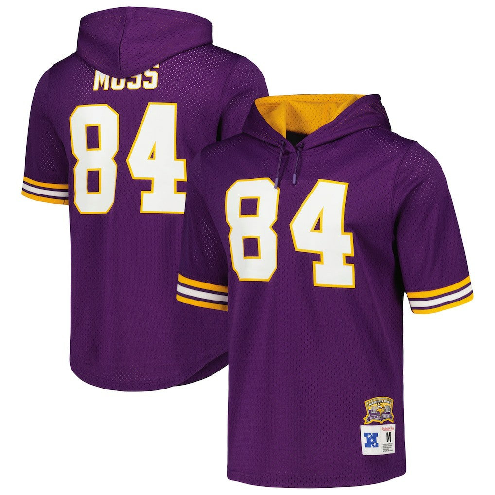 Mitchell & Ness Randy Moss Minnesota Vikings Retired Player Name & Number Mesh Hoodie T-Shirt Purple