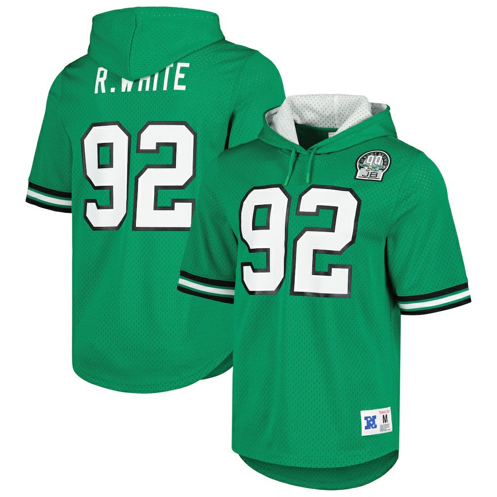Mitchell & Ness Reggie White Philadelphia Eagles Retired Player Name & Number Mesh Hoodie T-Shirt Kelly Green