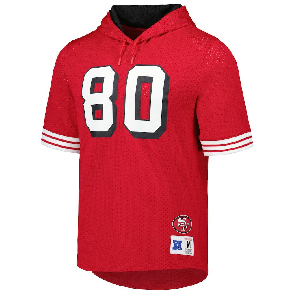 Mitchell & Ness Jerry Rice San Francisco 49ers Retired Player Name & Number Mesh Hoodie T-Shirt Scarlet