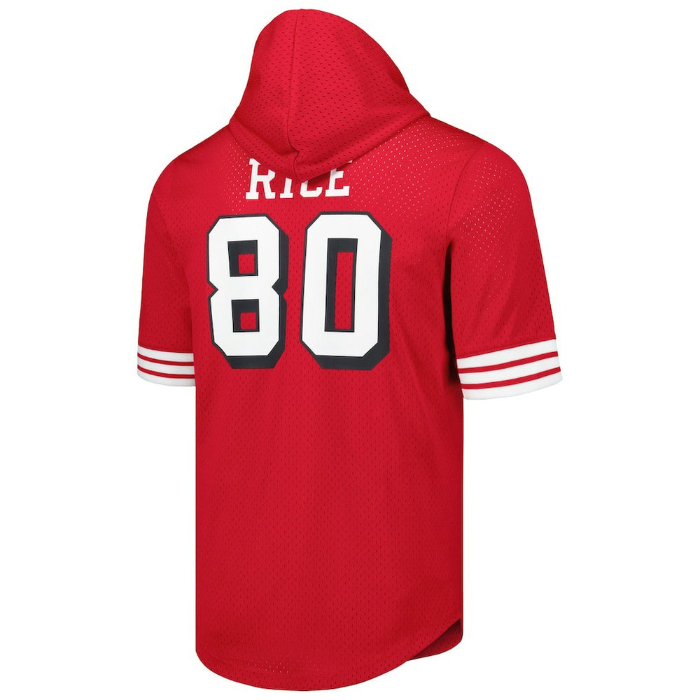 Mitchell & Ness Jerry Rice San Francisco 49ers Retired Player Name & Number Mesh Hoodie T-Shirt Scarlet