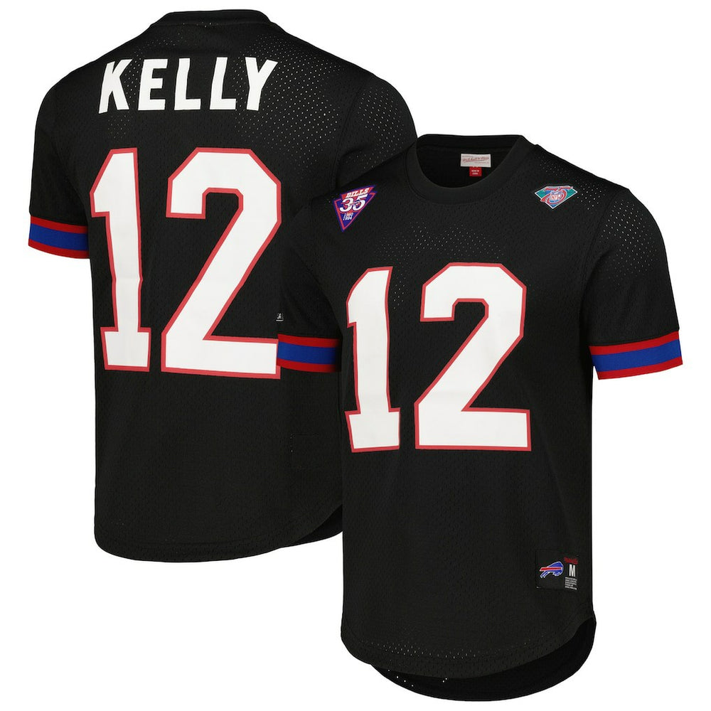 Mitchell & Ness Jim Kelly Buffalo Bills Retired Player Name & Number Mesh Top Black