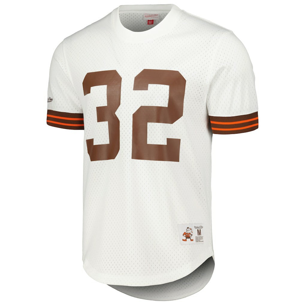 Mitchell & Ness Jim Brown Cleveland Browns Retired Player Name & Number Mesh Top White