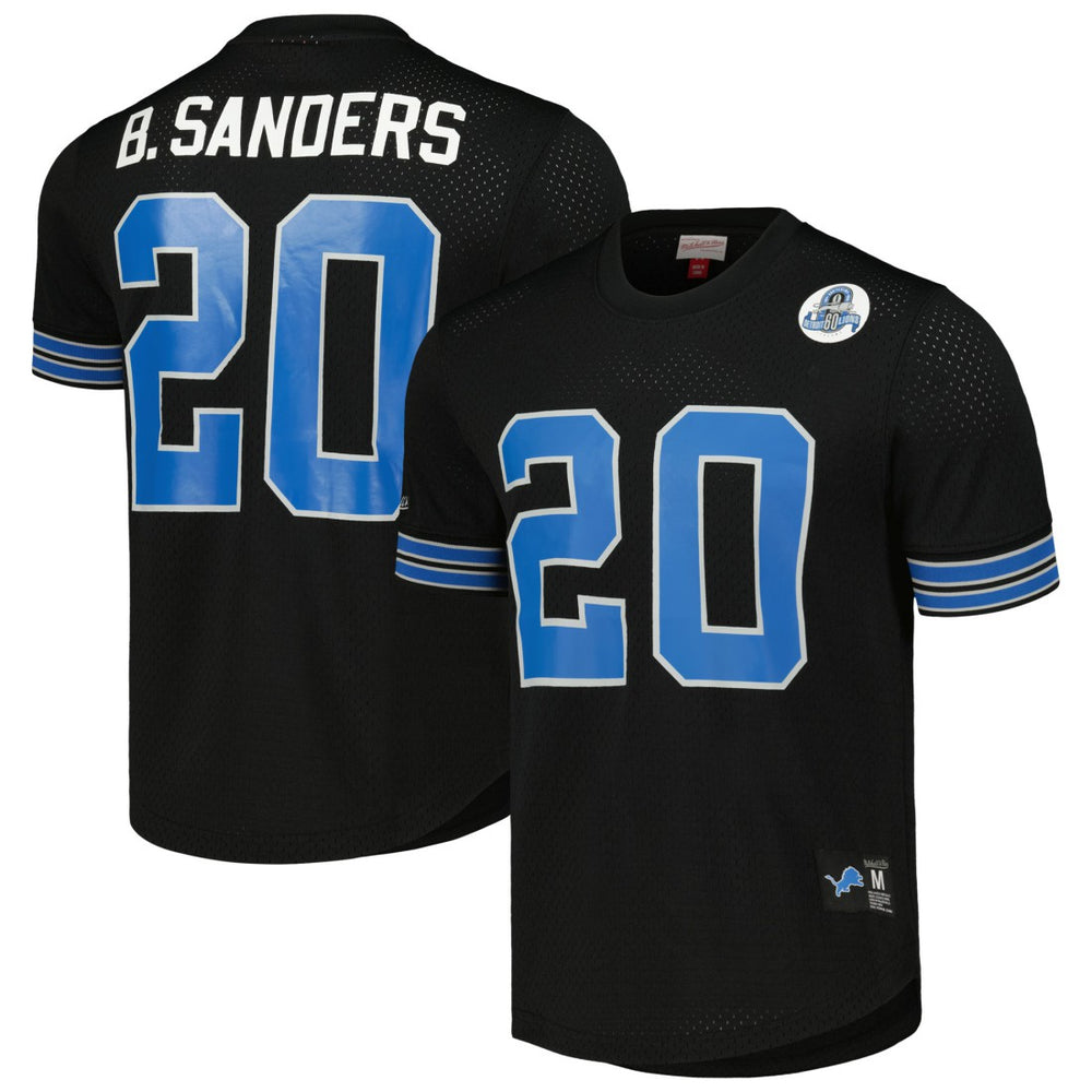Mitchell & Ness Barry Sanders Detroit Lions Retired Player Name & Number Mesh Top Black