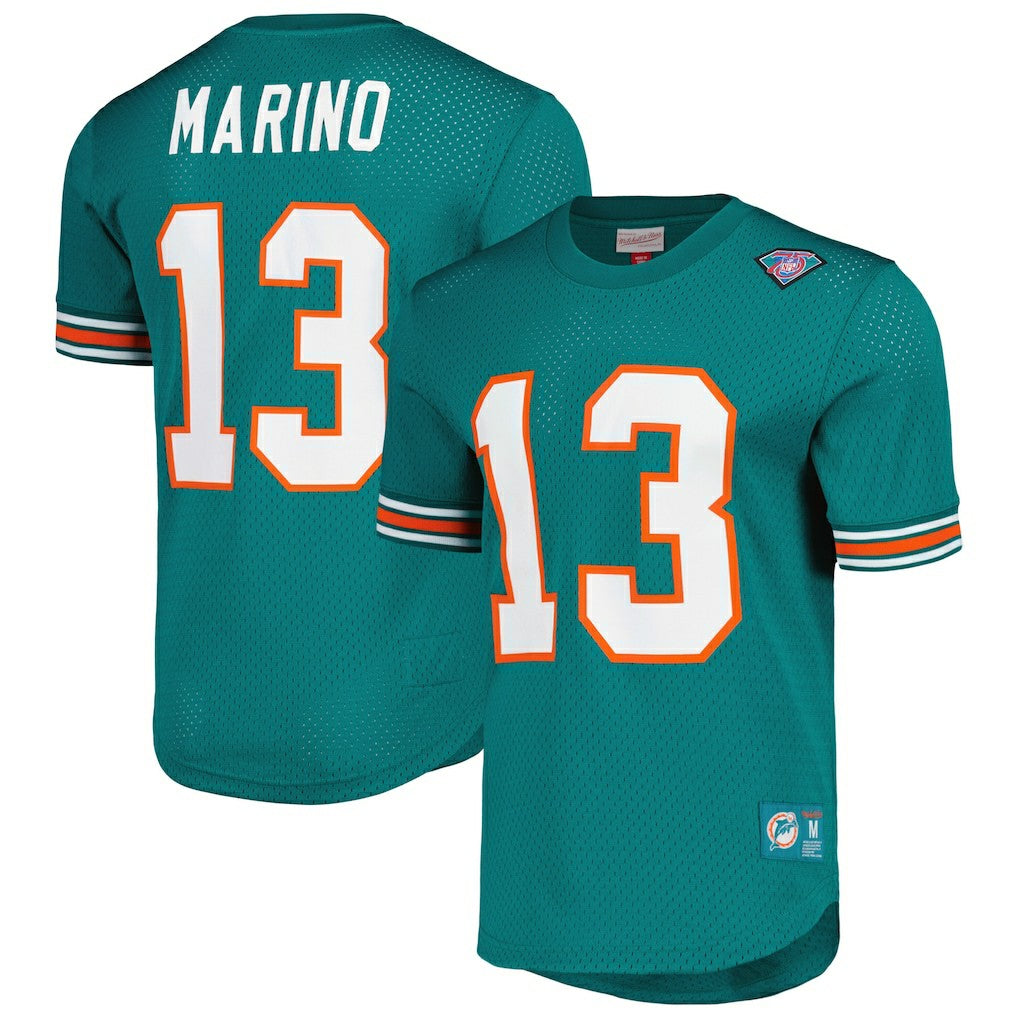 Mitchell & Ness Dan Marino Miami Dolphins Retired Player Name & Number Mesh Top Aqua