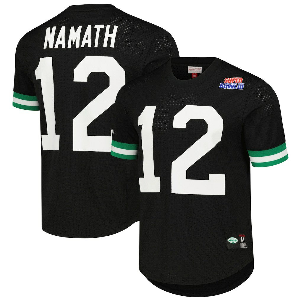 Mitchell & Ness Joe Namath New York Jets Retired Player Name & Number Mesh Top Black